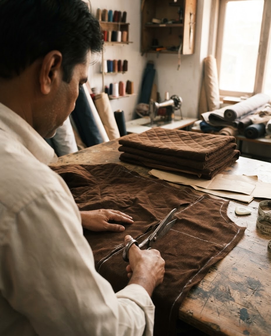 Artisan hands quilting in Bera